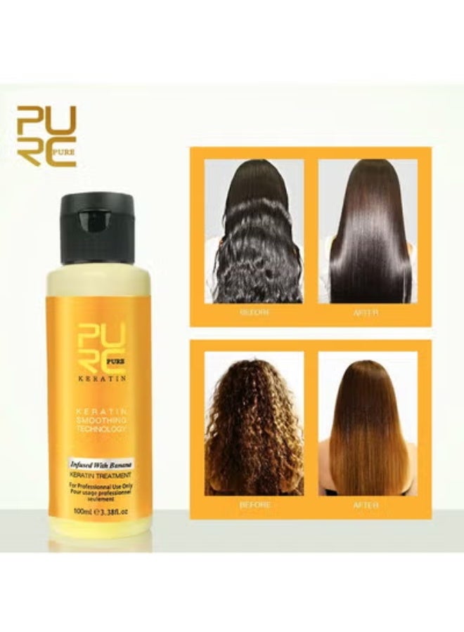 PURC Banana Flavor Smoothes, Repairs Dry and Frizzy Hair, Straightens and Shines Brazilian Keratin - Image 1
