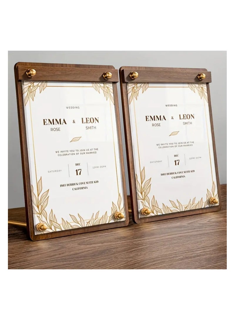 JiFENG Acrylic Display Board Walnut Certificate Holder for Desktop Advertisement, Standing Board, Coffee and Milk Tea Shop, Menu Rack Customization - Image 3