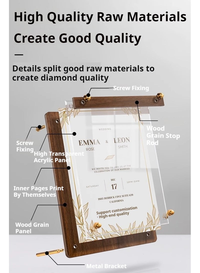 JiFENG Acrylic Display Board Walnut Certificate Holder for Desktop Advertisement, Standing Board, Coffee and Milk Tea Shop, Menu Rack Customization - Image 4