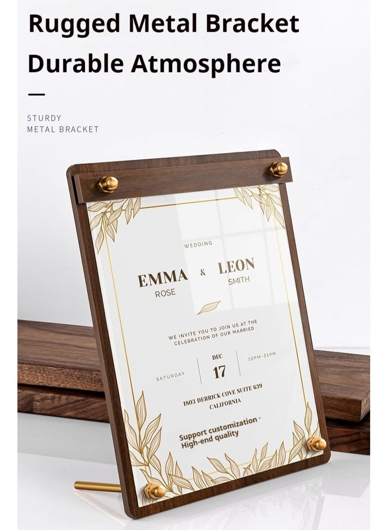 JiFENG Acrylic Display Board Walnut Certificate Holder for Desktop Advertisement, Standing Board, Coffee and Milk Tea Shop, Menu Rack Customization - Image 5