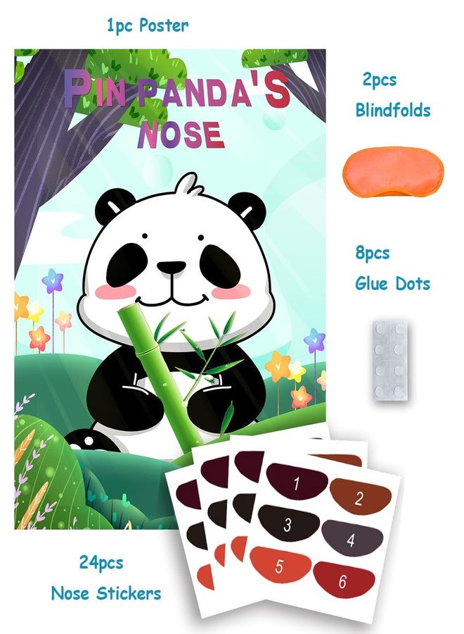 Badeauwald Panda Party Supplies, Pin the Nose on the Panda Games for Party. Panda Birthday Party Supplies, Large Poster. Panda Party Games, Elastic Blindfolds, Stickers Edge Cut for Panda Birthday Decorations. - Image 4