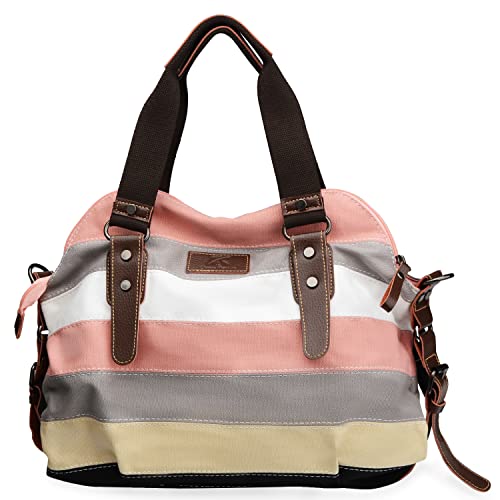 SNUG STAR Canvas Handbag Multi-Color Striped Lattice Cross Body Shoulder Purse Bag Tote-Handbag for Women (Multi Color C) - Image 2