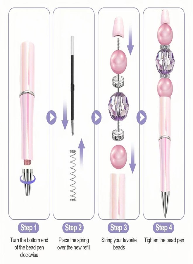 KUNHEHO Beadable Pens 12 Pcs Gradient Colors Shiny Fancy Pens Bulk for Women Focal Beads Pens Retractable Ballpoint Cool Cute Pens for Tween Girls DIY Small Thank You Gifts - Image 3