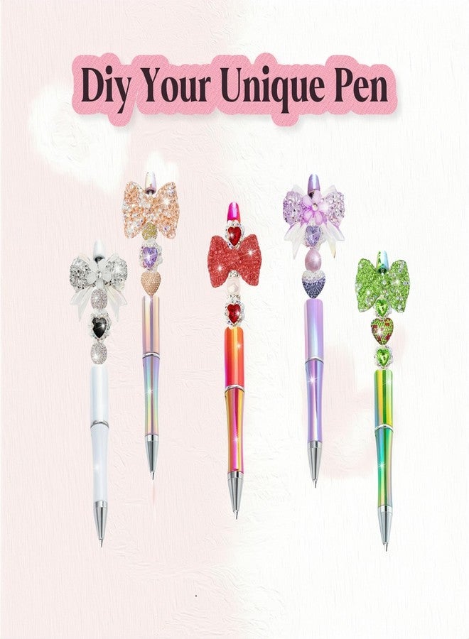 KUNHEHO Beadable Pens 12 Pcs Gradient Colors Shiny Fancy Pens Bulk for Women Focal Beads Pens Retractable Ballpoint Cool Cute Pens for Tween Girls DIY Small Thank You Gifts - Image 5