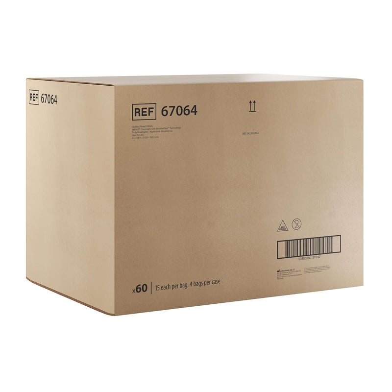 Cardinal Health Wings Overnight Quilted Stretch Brief with BreatheEasy Technology 67064 Size 2 LXL Beige Case of 60 4 Bags of 15 - Image 2