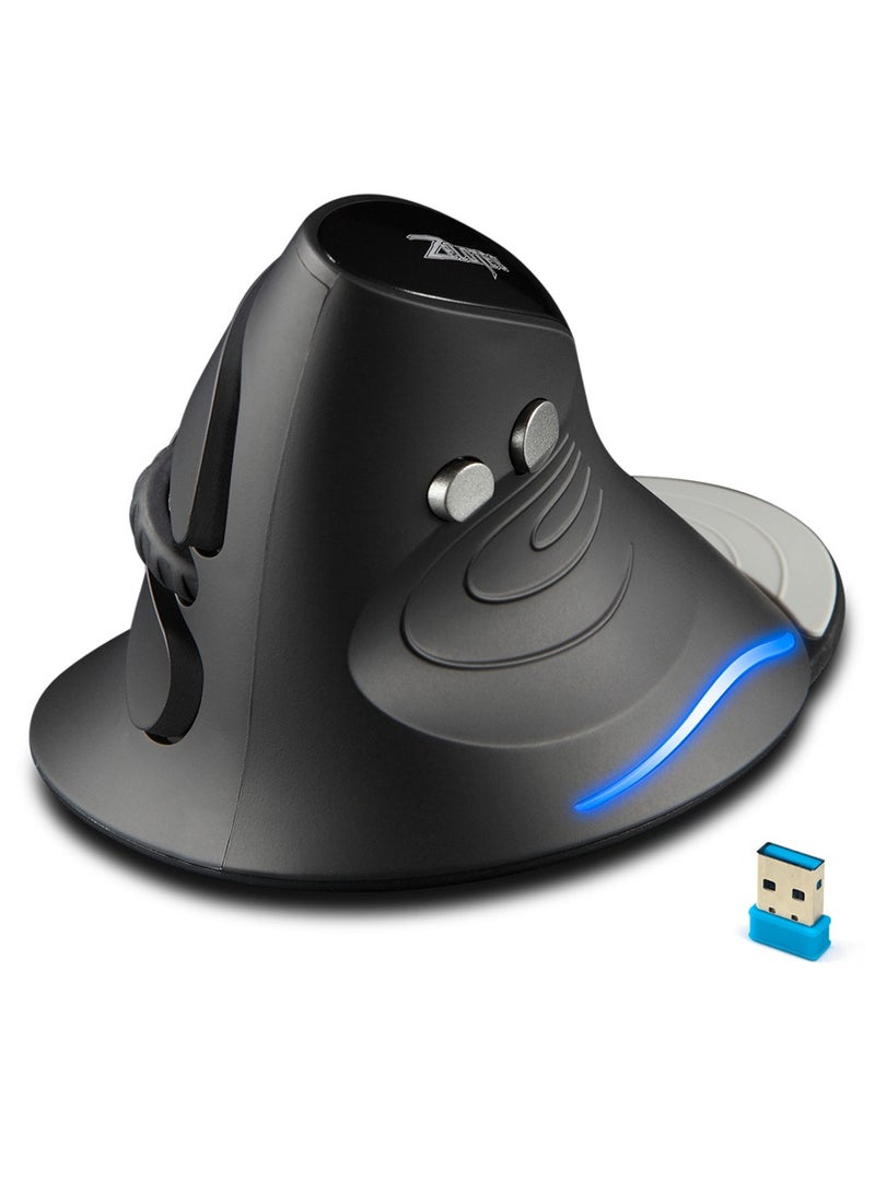 ZELOTES ماوس ألعاب عمودي F-17 بتردد 2.4 جيجاهرتز، ماوس بصري مريح مزود بـ 6 مفاتيح مع 3 نقاط لكل بوصة قابلة للتعديل لأجهزة الكمبيوتر المحمولة - Image 1