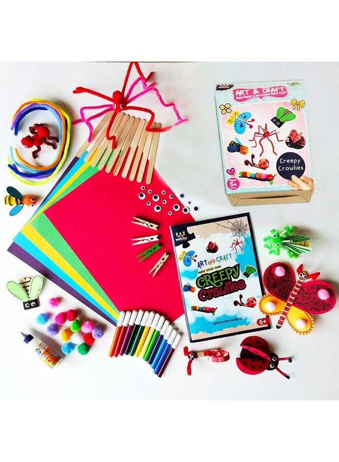 ويبي مجموعة أدوات Webby DIY للفنون والحرف اليدوية، حشرات زاحفة مخيفة، رسم، تلوين، نشاط ممتع ومثير للاهتمام للأطفال، من الخيزران، متعدد الألوان - Image 1