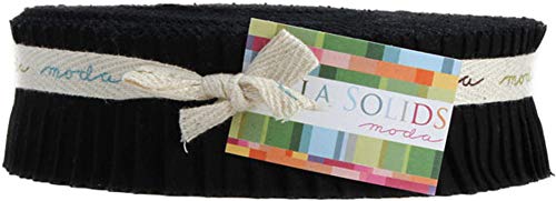 Moda Fabrics Bella Solids Black Honey Bun 40 1.5-inch Strips Moda Fabrics 9900HB 99 - Image 1