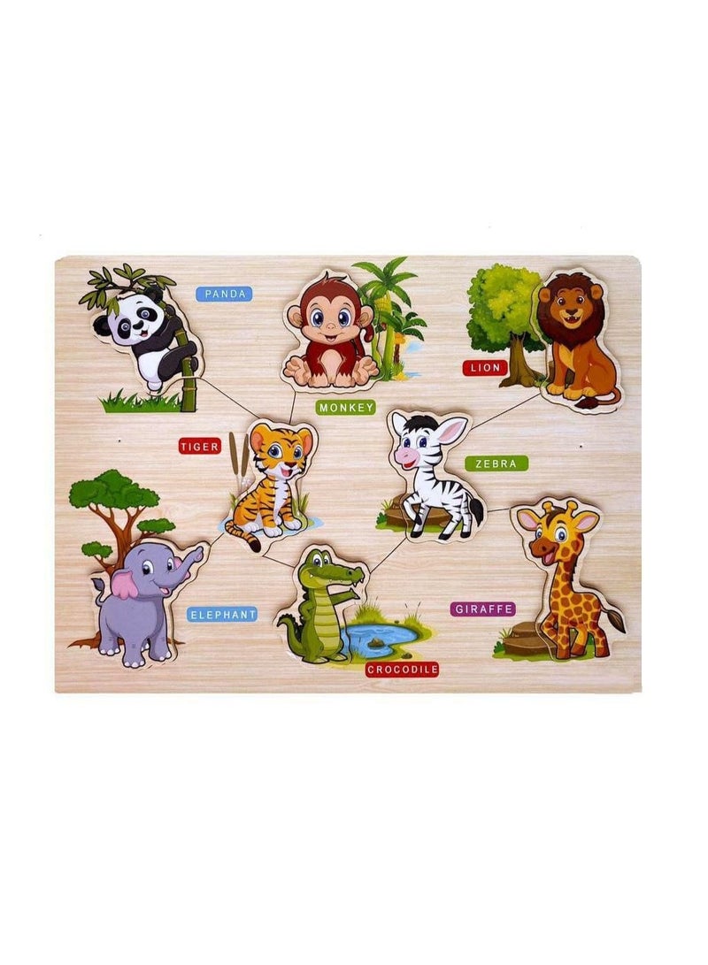 بازل خشب تعليمى للأطفال – تعلم أسماء الحيوانات مع صور كرتونية ملونة متعدد الالوان - Image 1