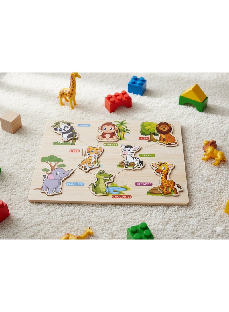 بازل خشب تعليمى للأطفال – تعلم أسماء الحيوانات مع صور كرتونية ملونة متعدد الالوان - Image 3