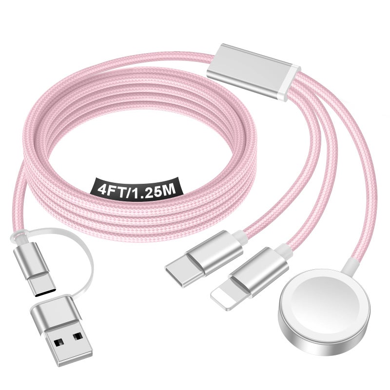 xiwxi Travel Essentials for Apple Watch Charger,iPhone Charger,3 in 2 Type C/L/Magnetic Fast Charging Cable,Multi Charging Cable Portable Designed for iWatch Series,iPhone 17-11,Galaxy S26-S21,Car-4FT - Image 1