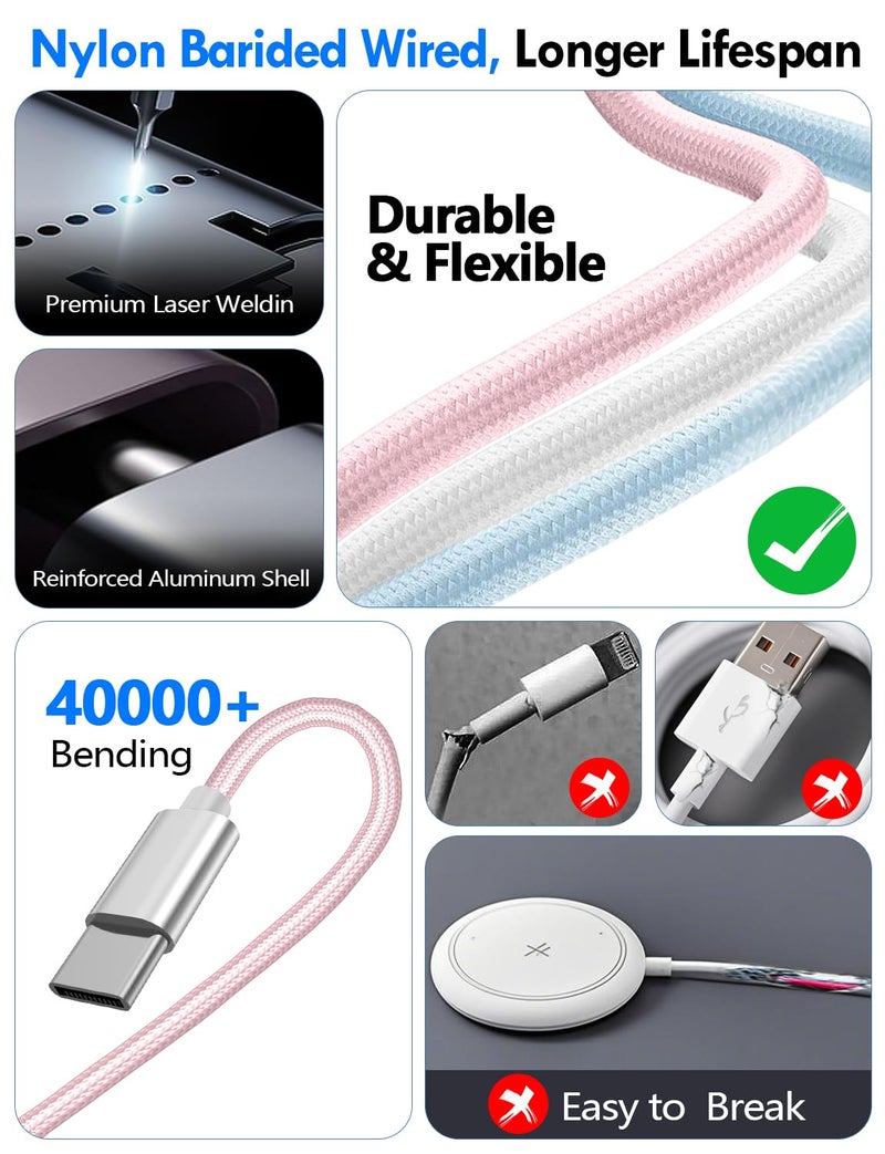 xiwxi Travel Essentials for Apple Watch Charger,iPhone Charger,3 in 2 Type C/L/Magnetic Fast Charging Cable,Multi Charging Cable Portable Designed for iWatch Series,iPhone 17-11,Galaxy S26-S21,Car-4FT - Image 5
