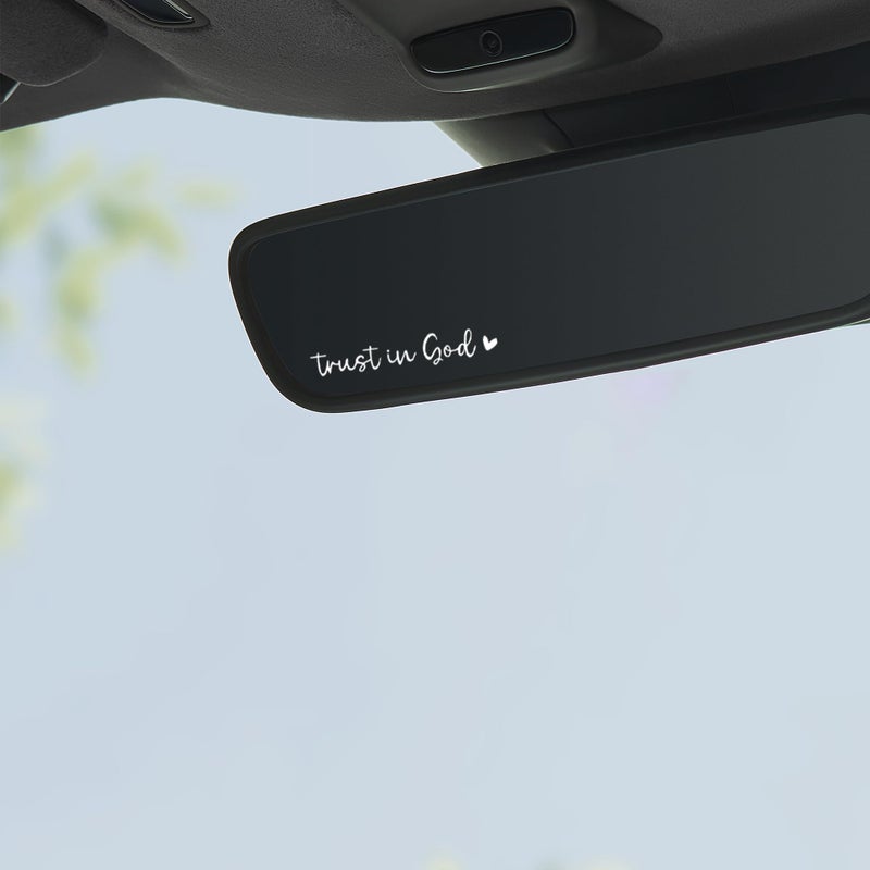 Tioollev 2 PCS Trust in God Rearview Mirror Decals Automotive Vinyl Rear View Mirror Decorative Stickers Waterproof Trust in God Stickers for Car Truck Laptop Car Accessories HeartWhite - Image 3