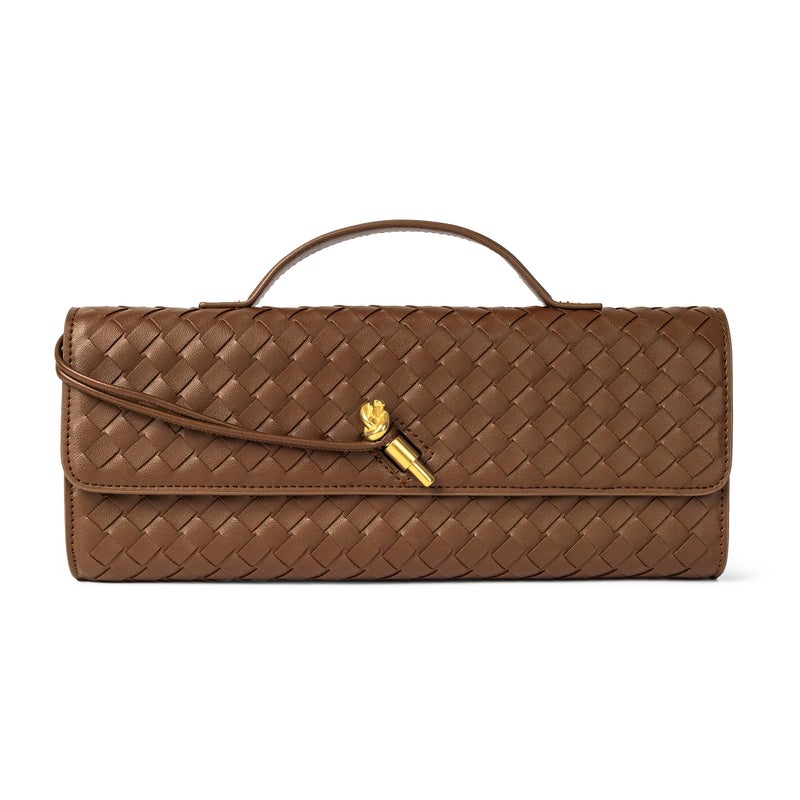 Joryin Woven Purse for Women Evening Clutch Woven Leather Handbags Crossbody Bag - Image 1