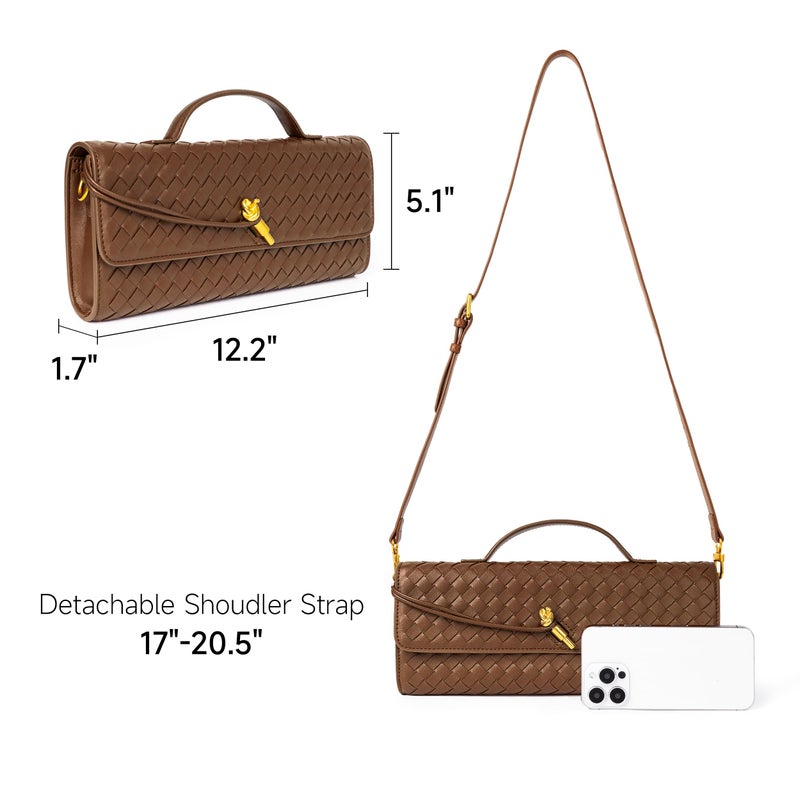 Joryin Woven Purse for Women Evening Clutch Woven Leather Handbags Crossbody Bag - Image 4