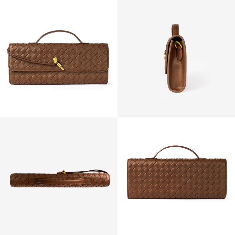 Joryin Woven Purse for Women Evening Clutch Woven Leather Handbags Crossbody Bag - Image 3