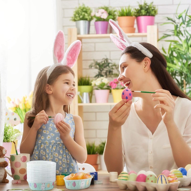 FillTouch 25 Pcs Easter Bunny Paper Loaf Pans 3 x 2 x 1.1'' Mini Loaf Pan Liners with Clear Plastic Bags and Ties Easter Baking Cake Pans Disposable Oval Cake Cups Baking Mold for Baking Cupcake Bread - Image 4