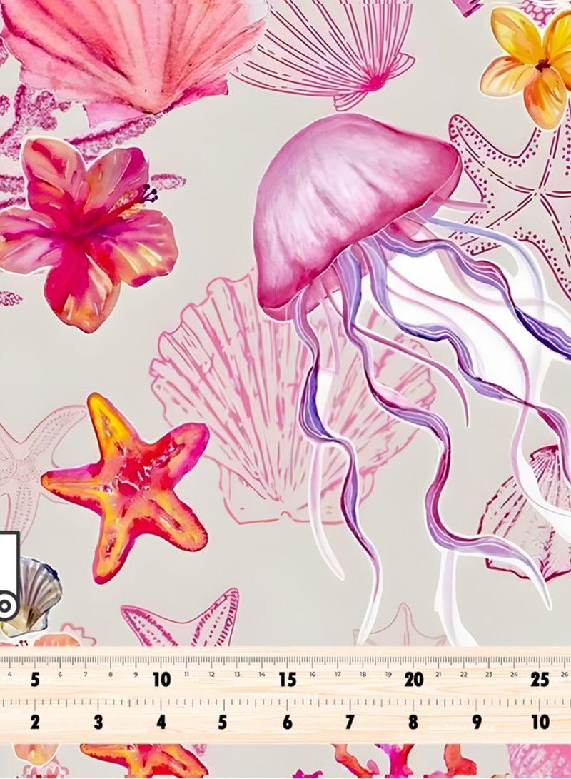 Vellato Al Lail Aramny Silk Fabric By The Yard Pink, Purple Jellyfish, Starfish Jalabiya Makhweer Dressmaking 58 Inches Width - Image 4