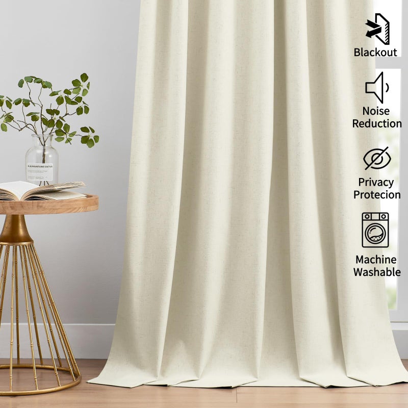 Joydeco Linen Blackout Curtains 96 inch Long - Thermal Insulated Drapes 2 Panels  100% Blackout Curtains for Bedroom and Luxury Living Room Decor  Pinch Pleated (96L x 40W  Linen) - Image 3