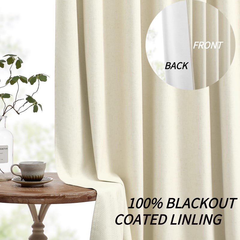 Joydeco Linen Blackout Curtains 96 inch Long - Thermal Insulated Drapes 2 Panels  100% Blackout Curtains for Bedroom and Luxury Living Room Decor  Pinch Pleated (96L x 40W  Linen) - Image 4
