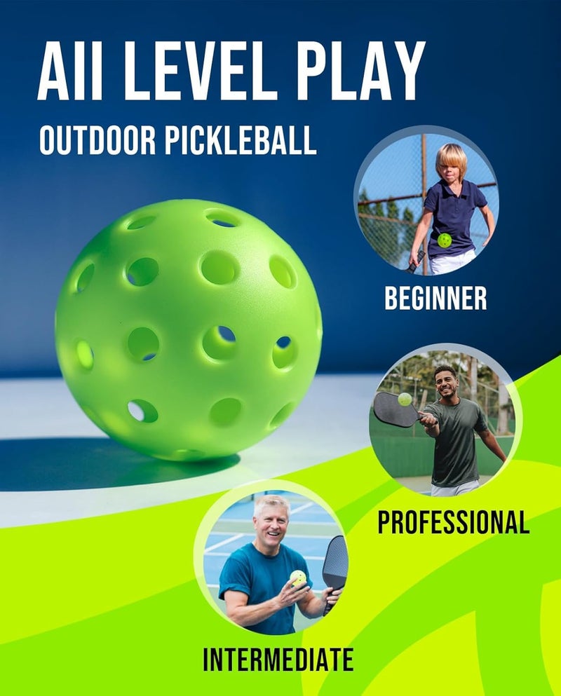 ianoni Pickleball Balls, 40 Holes Pickle Balls for Outdoor Indoor Sports Play, High Bounce Durable Pickleballs for All Types Paddles, Gifts for Pickleball Lovers (Green 3Pc) - Image 3
