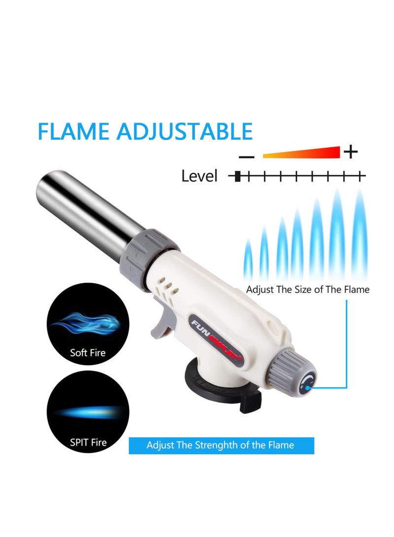 Butane Torch Kitchen Blow Lighter, Culinary Torches Head Professional Chef Cooking Adjustable Flame For Sous Vide, Creme Brulee, Baking, BBQ (Butane Gas Not Included)