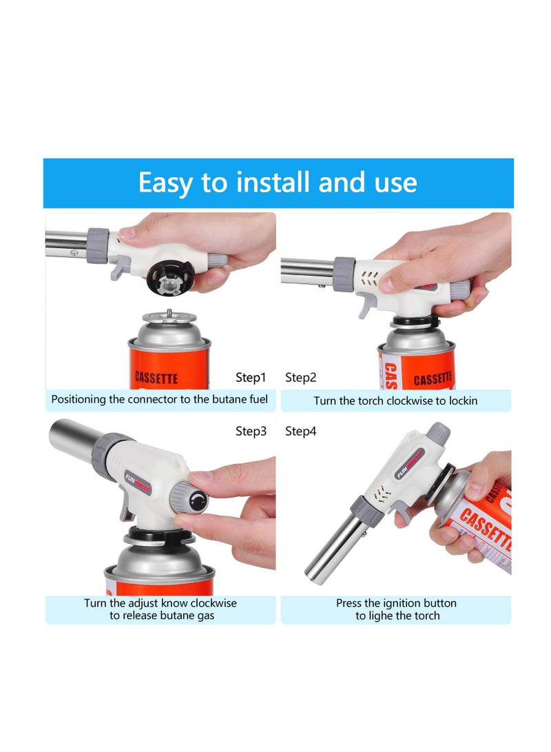 Butane Torch Kitchen Blow Lighter, Culinary Torches Head Professional Chef Cooking Adjustable Flame For Sous Vide, Creme Brulee, Baking, BBQ (Butane Gas Not Included)