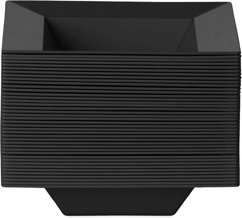 BloominGoods Plastic Disposable Square Soup Bowls  50Pack 14 oz White Black Bowls  Ideal for Weddings Parties Catering  Heavy Duty  Non Toxic - Image 4