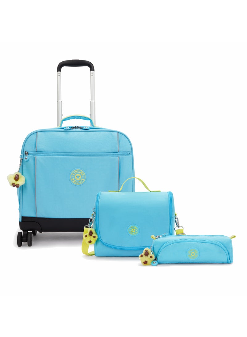 kipling Storia + New Kichirou + Cute (Buy Trolley + Lunch Bag & Get Free Pencil Case) (Set of 3pcs Bundle) Splash Blue - Image 1
