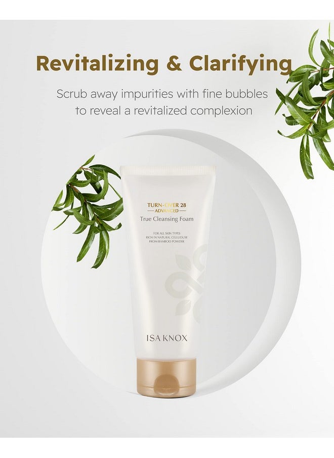 Isa Knox - Turnover 28 Advanced (True Facial Cleanser 6.1Fl Oz) Korean Skincare Nondrying Bubble Foam Face Wash Pomegranate Vinegar Natural Bamboo Cellulose - Image 1