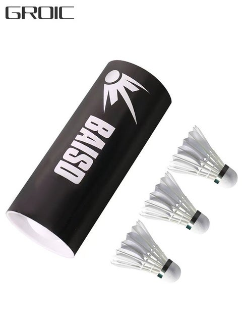 Goose Feather Pack of 3, Badminton Shuttlecocks with Great Stability and Durability, High Speed Badminton Ball