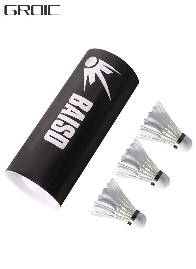 GROIC - Goose Feather Pack of 3, Badminton Shuttlecocks with Great Stability and Durability, High Speed Badminton Ball - Image 1
