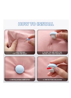 OASIS-TH Duvet Cover Clip, Duvet Clips Fixer, Non-Slip Duvet Cover Clips, Plastic, Duvet Cover Clips, Duvet Pins, Mushroom Fastening Clip with Button, Pack of 8  - Image 5