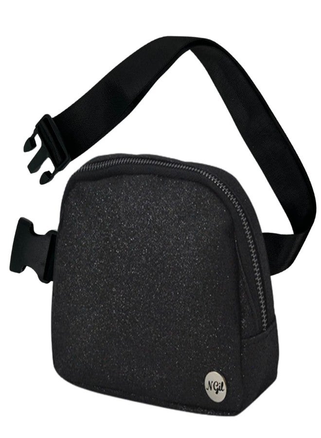 NGIL Mini Belt Bag for Women Crossbody Pack Waist Bag FannyPack with Adjustable Strap Crossbody Pouch for Traveling, Hiking (Glitter-Black) - Image 1