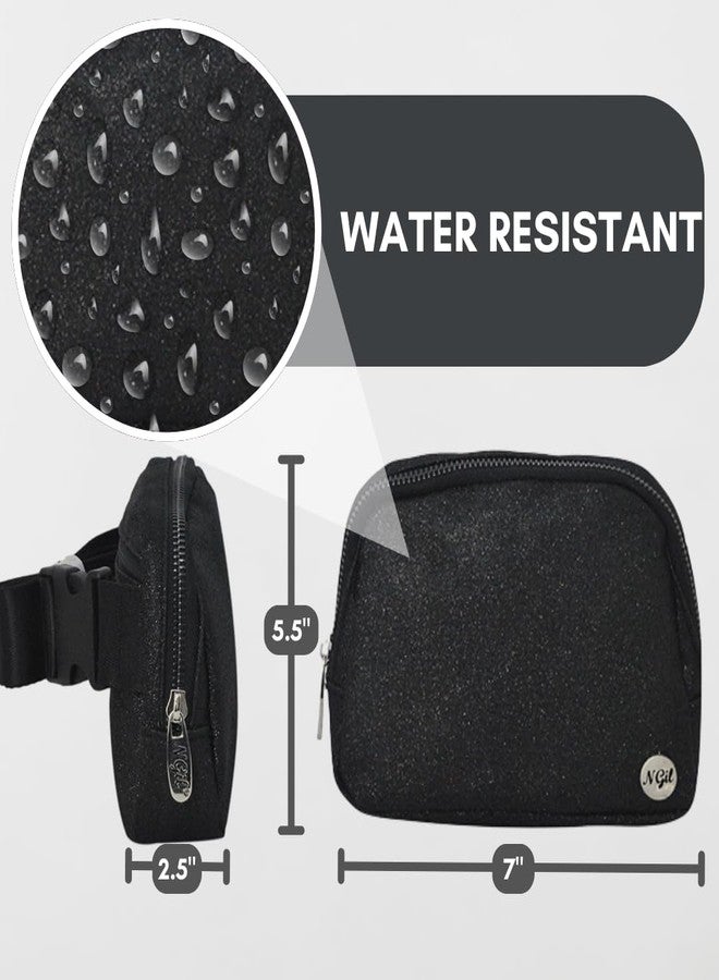 NGIL Mini Belt Bag for Women Crossbody Pack Waist Bag FannyPack with Adjustable Strap Crossbody Pouch for Traveling, Hiking (Glitter-Black) - Image 3