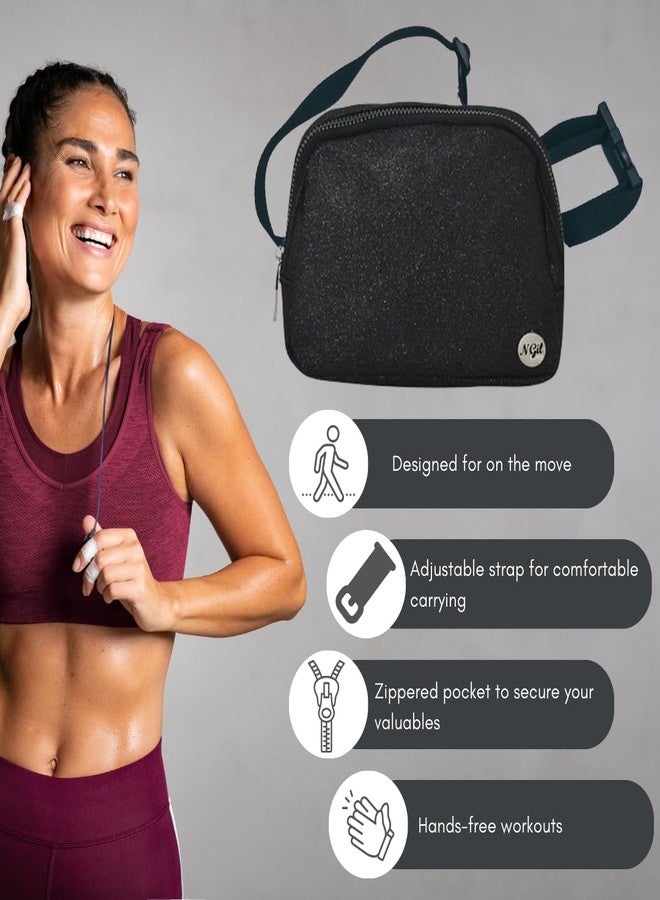 NGIL Mini Belt Bag for Women Crossbody Pack Waist Bag FannyPack with Adjustable Strap Crossbody Pouch for Traveling, Hiking (Glitter-Black) - Image 4
