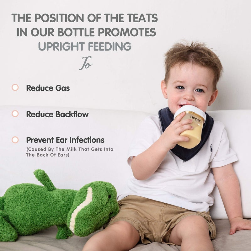 hegen زجاجة هجن سهلة التنظيف مضادة للمغص للأطفال، 8 أونصات من 3 إلى 6 أشهر (عبوة من 2) - Image 3