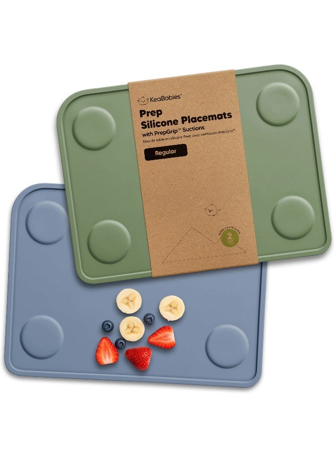 KeaBabies Prep Silicone Placemats, Non-Slip Feeding Mat, BPA-Free, Slate - Image 1