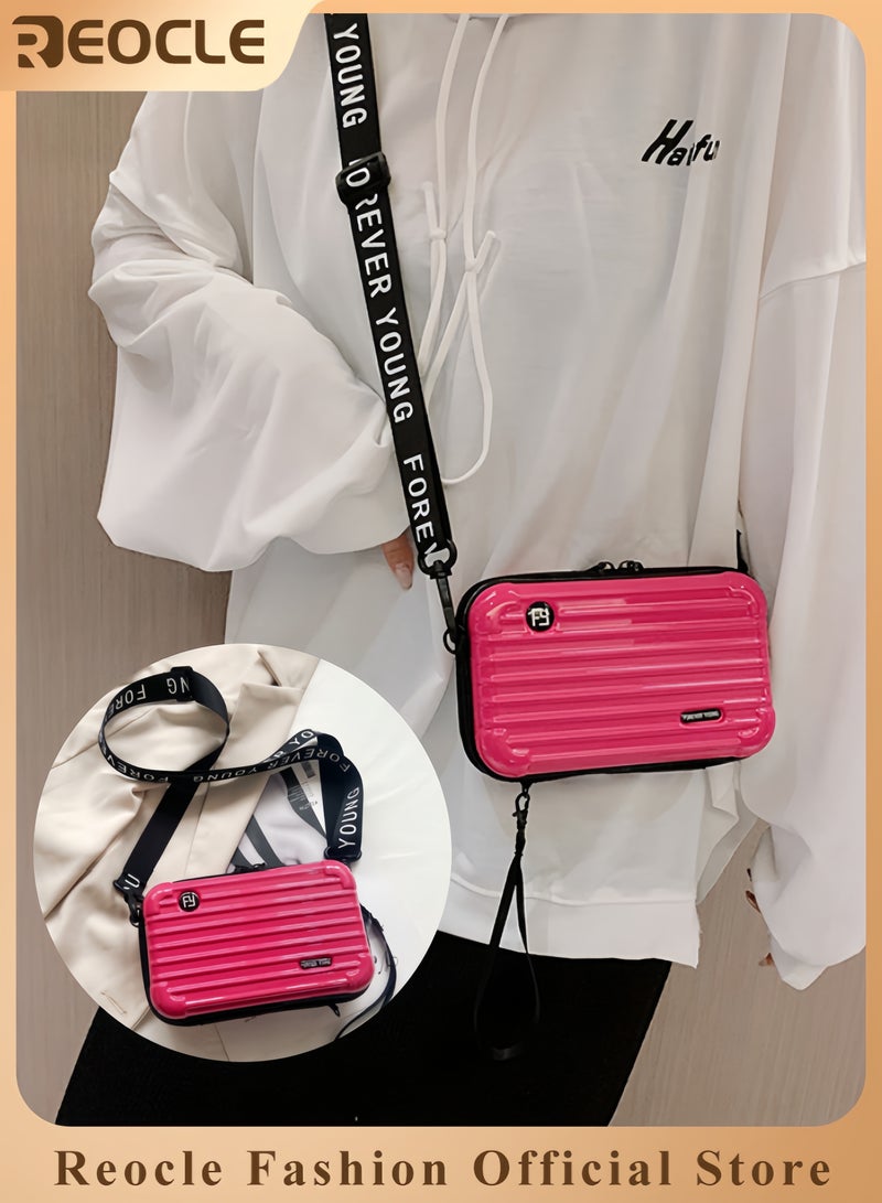 REOCLE Women's Crossbody Bag Mini Suitcase Crossbody Handbag Small Cell Phone Purse Hard Shell with Adjustable Strap Casual Messenger Bags Waterproof Satchels for Women - Image 1