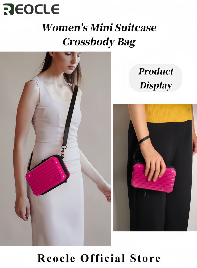 REOCLE Women's Crossbody Bag Mini Suitcase Crossbody Handbag Small Cell Phone Purse Hard Shell with Adjustable Strap Casual Messenger Bags Waterproof Satchels for Women - Image 5