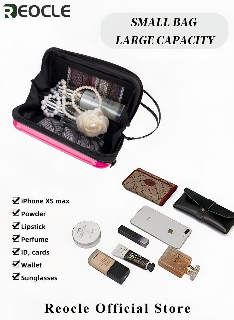 REOCLE Women's Crossbody Bag Mini Suitcase Crossbody Handbag Small Cell Phone Purse Hard Shell with Adjustable Strap Casual Messenger Bags Waterproof Satchels for Women - Image 2