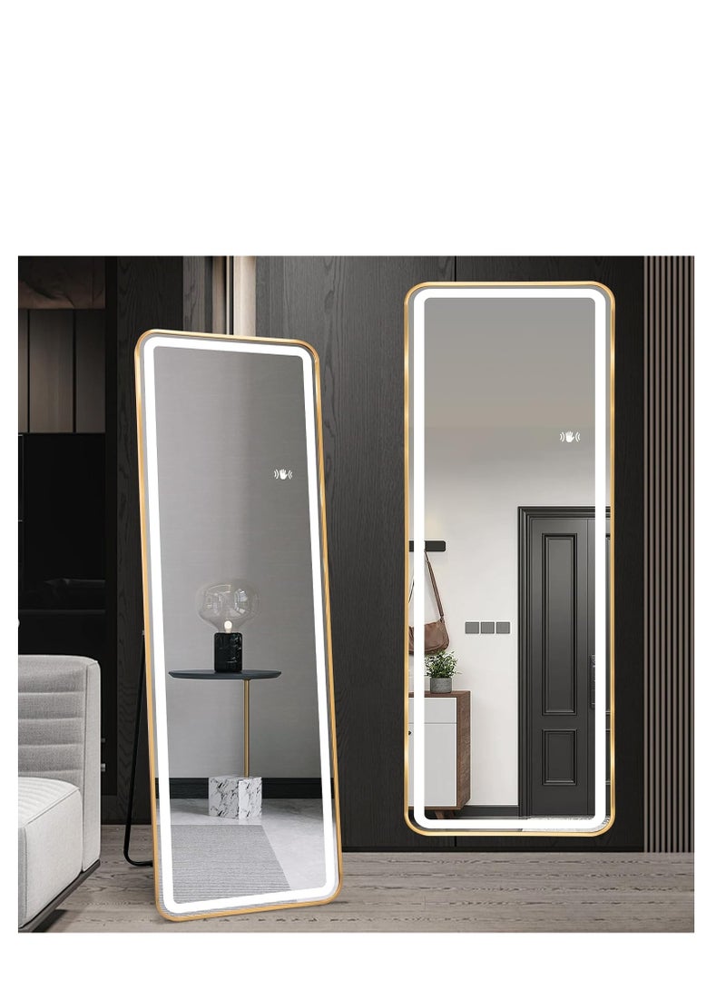 Y&D Full Length Floor Mirror LED Whole Body Mirror, Wall Mounted Hanging Mirror with Lights, Makeup Vanity Mirror, Bedroom Full Size Body Mirror with Dimming & 3 Color Modes - Image 1
