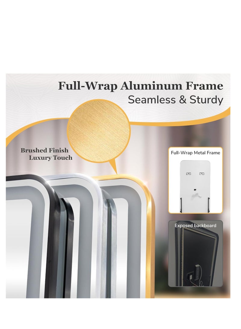 Y&D Full Length Floor Mirror LED Whole Body Mirror, Wall Mounted Hanging Mirror with Lights, Makeup Vanity Mirror, Bedroom Full Size Body Mirror with Dimming & 3 Color Modes - Image 2