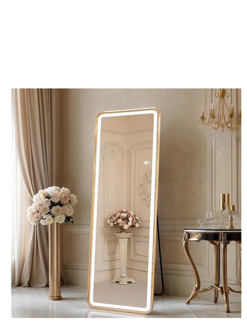 Y&D Full Length Floor Mirror LED Whole Body Mirror, Wall Mounted Hanging Mirror with Lights, Makeup Vanity Mirror, Bedroom Full Size Body Mirror with Dimming & 3 Color Modes - Image 3