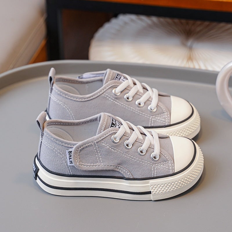 Korean Children'S High-Top Canvas Shoes Autumn Mango Head Small White Shoes For Boys And Girls Velcro Baby Toddler Shoes - Image 1