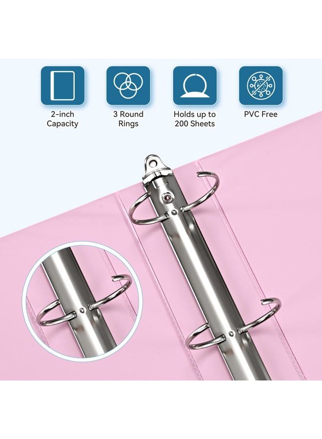 XRUNMIX 2-Inch 3-Ring Binder with Pockets, 2'' Premium View Binders with Three Ring Binders Holds up to 450 Sheets US Letter Size, Bulk Pack of 6 (2- inch Pastel Color) - Image 3