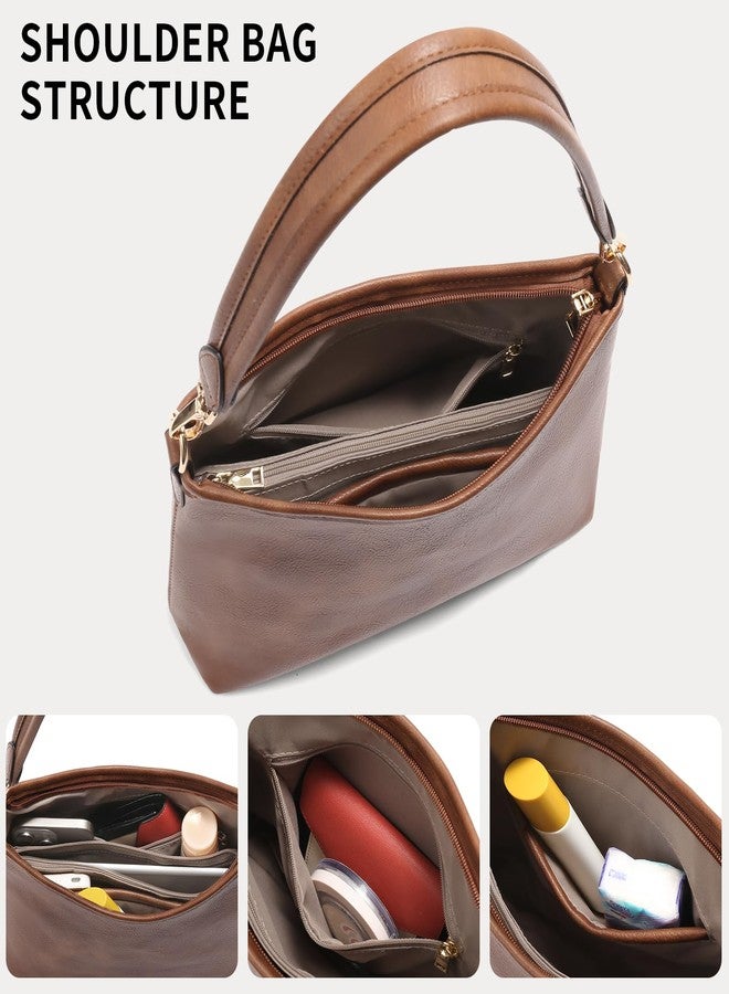 SENDEFN Shoulder Bag for Women Top-Handle Travel Handbag Vegan Leather Crescent Hobo Bag Cross Body Clutch Underarm Purse with Shoulder Strap - Image 3