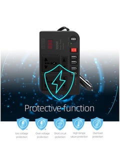 BYGD 300W Car Power Inverter DC 12V/24V to 220V AC with 4 USB Ports Fast Charging with 2 Universal Sockets with Multi functional LED Display Photovoltaic Inverter  - Image 4