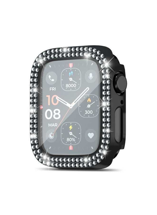 ماركة غير محددة - حافظة ساعة Apple Watch 10 Diamond Case Apple Watch Case iWatch9 Frame شفاف من قطعة واحدة - اللون: 4# وردي مزدوج الصف غلاف مدمج - الأبعاد الخارجية: 49 مم - Image 1