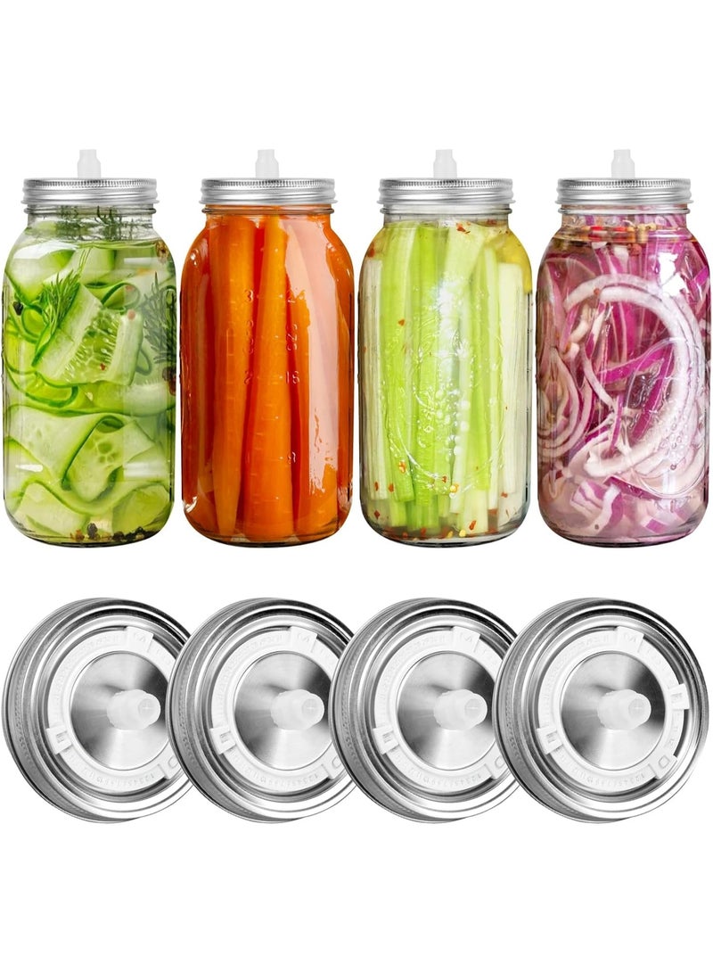 موثوقية التنبؤ 4 أغطية تخمير لبرطمانات ماسون ذات فوهة عريضة، أغطية قابلة لإعادة الاستخدام من الفولاذ المقاوم للصدأ مزودة بمؤشر للتاريخ، مجموعة أدوات تخمير للمبتدئين، متوافقة مع أي برطمان تخمير للاستخدام المنزلي - Image 1